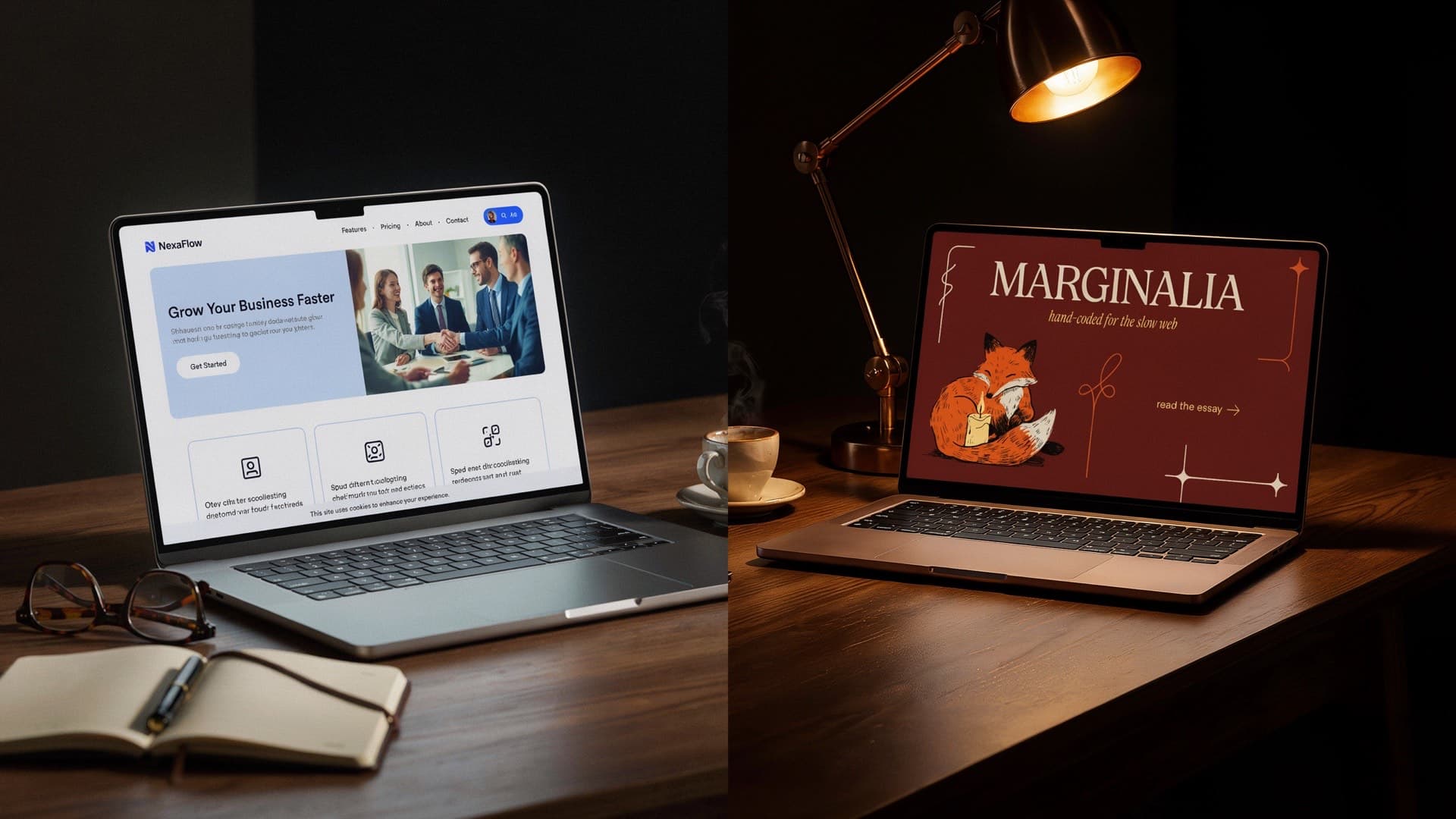 AI-generated website versus hand-coded custom website — a stark contrast