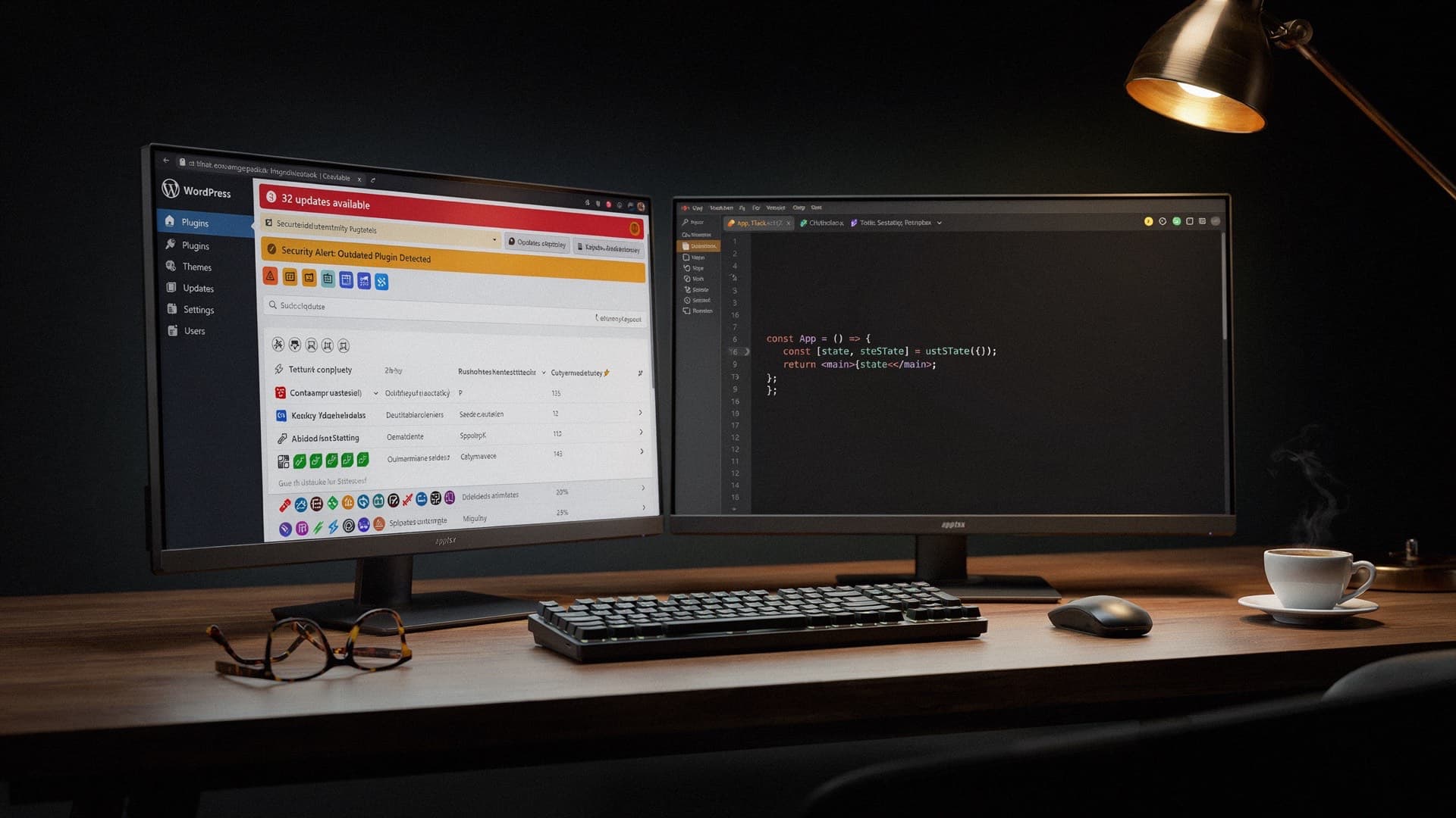 Code editor showing custom website development