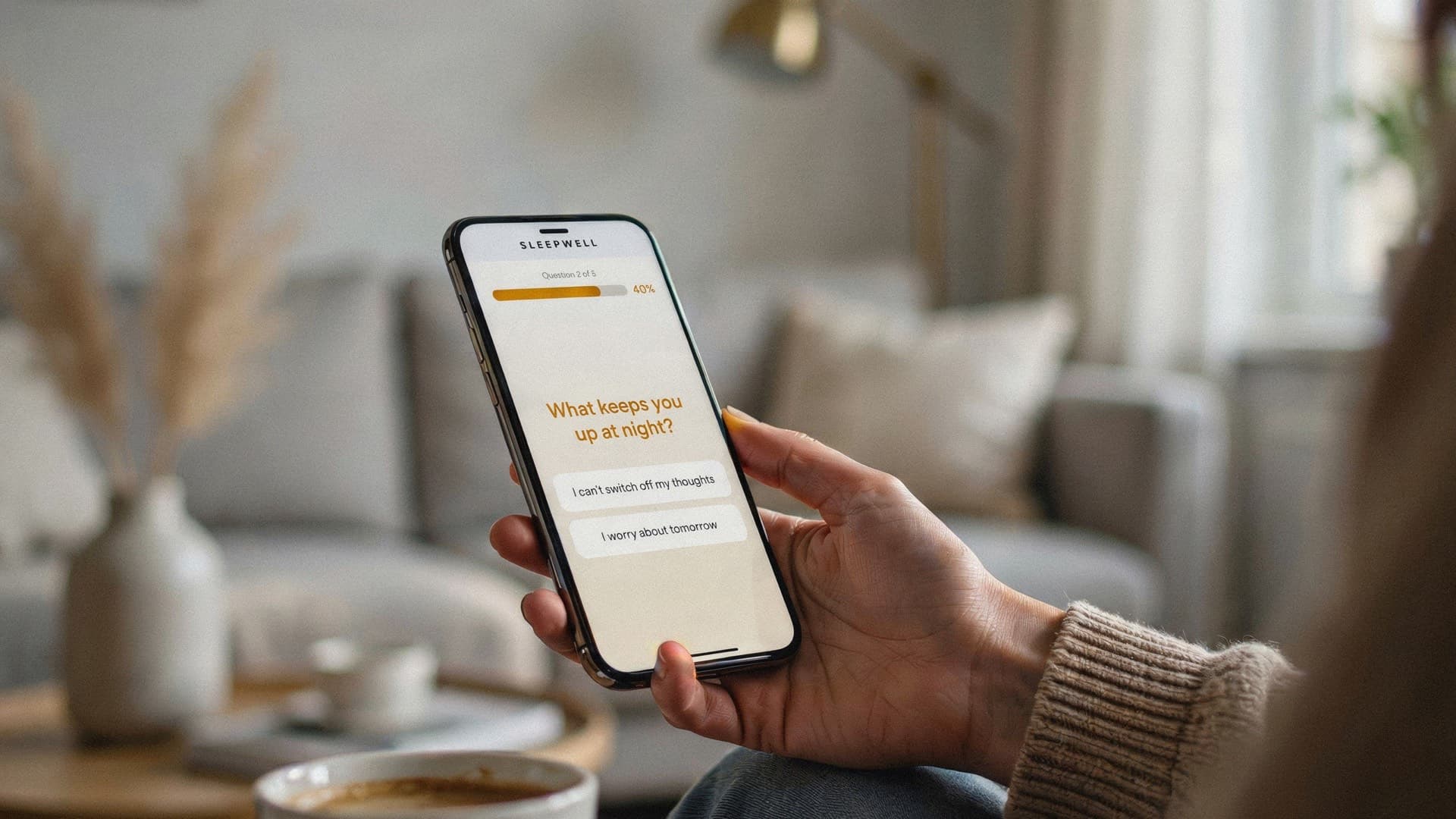Interactive quiz funnel on mobile phone
